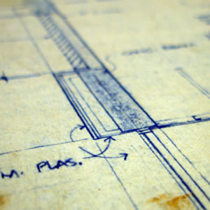small detail on architect's blueprint